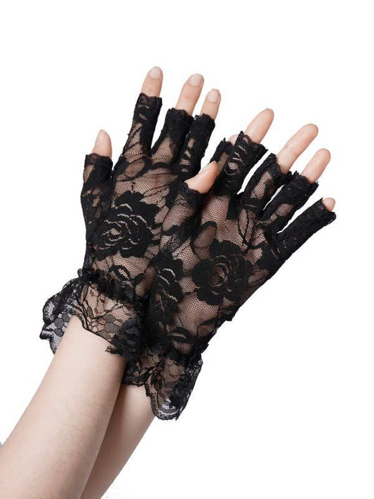 Black Lace Fingerless Gloves