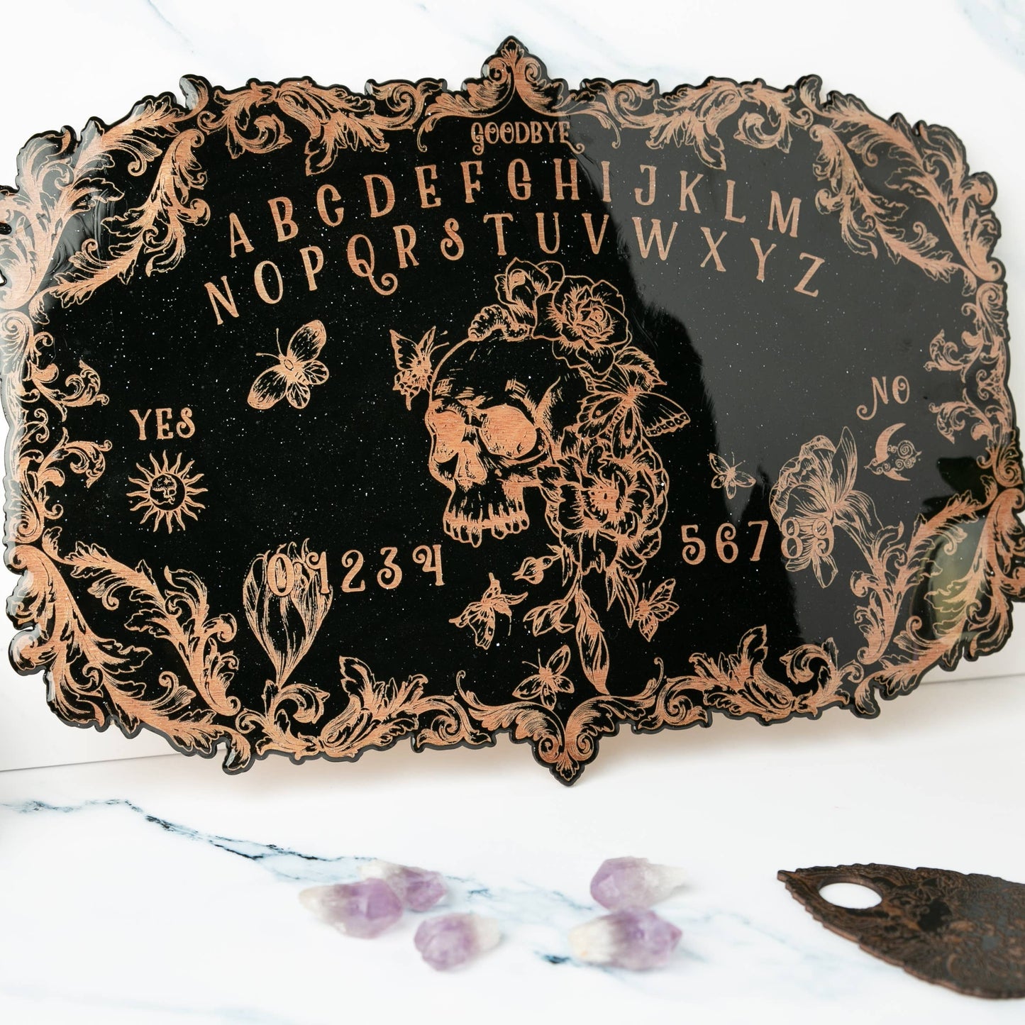 Floral Skull Spirit Board Black