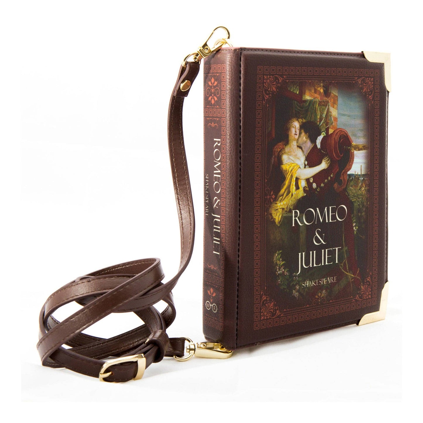 Romeo and Juliet Kiss Brown Book Crossbody Vegan Handbag