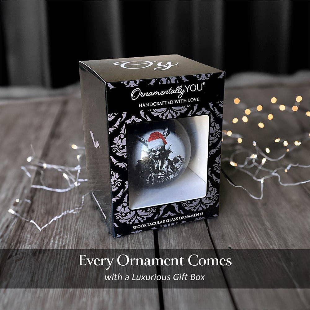 Krampus Christmas Spooky Portrait Glass Ornament