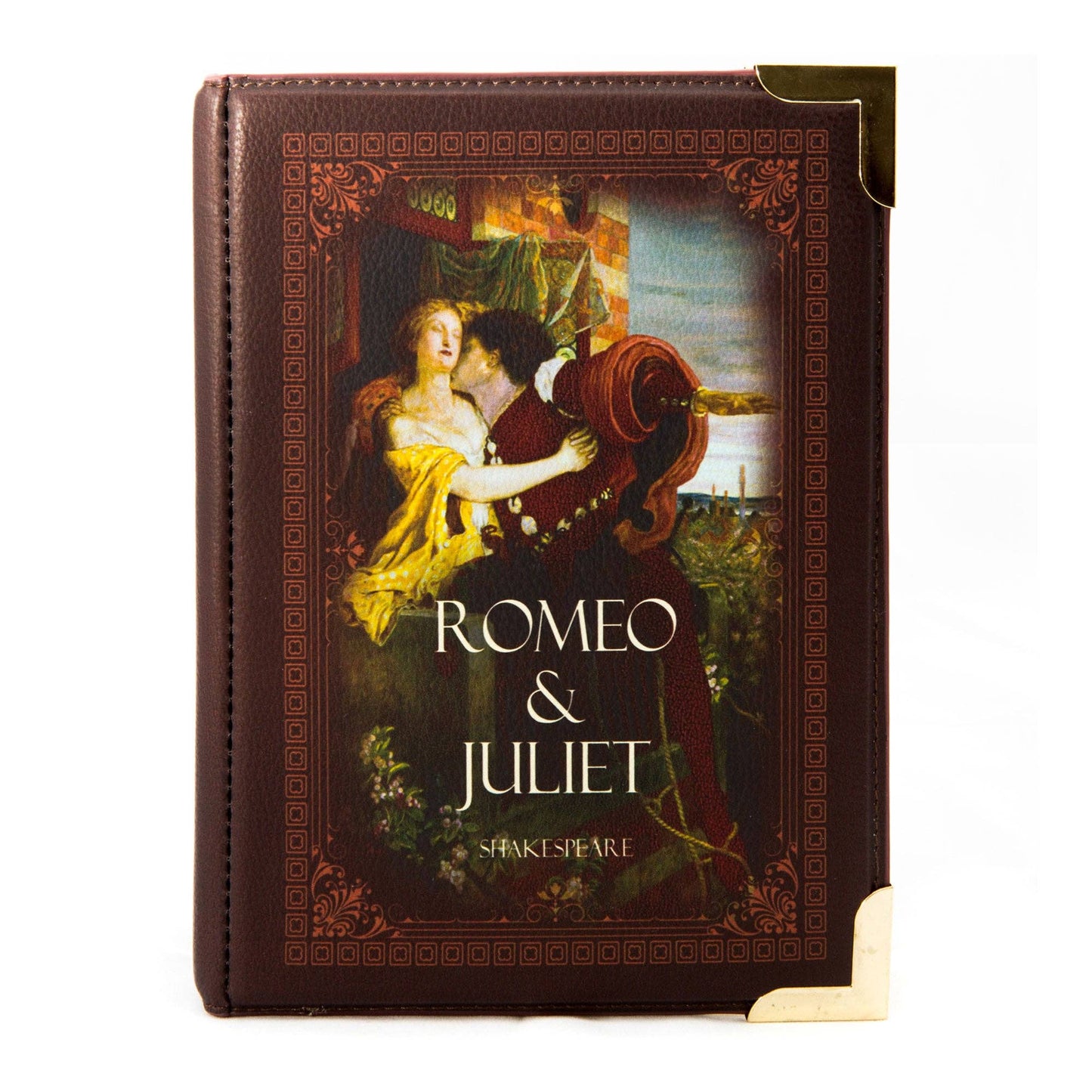 Romeo and Juliet Kiss Brown Book Crossbody Vegan Handbag