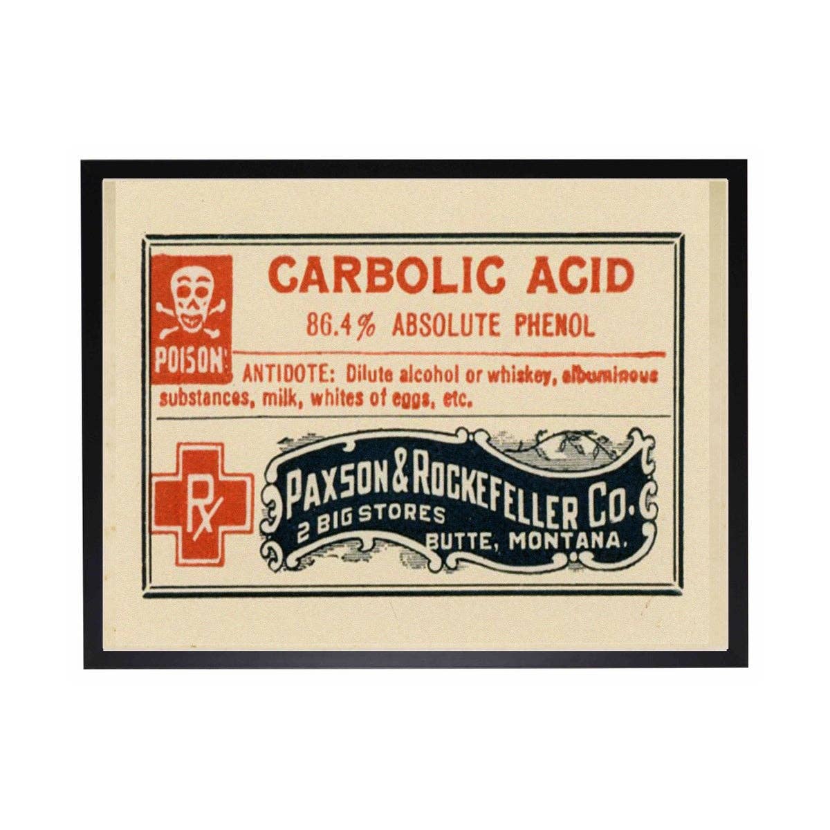 Framed Carbolic Acid Label Poster