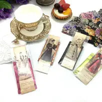 Tea and Bookmark with French Tea packet Victorian Ladies